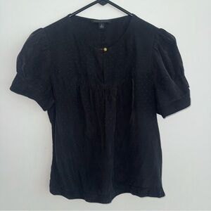 Banana Republic Swiss dot black short-sleeved blouse Puff Sleeve Top